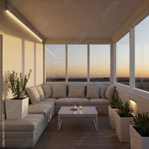 Wallpaper Mural Minimalist Outdoor Living – Cozy Terrace with Refined Design and Panoramic Horizon Views Torontodigital.ca