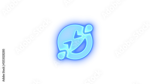 Face grin squint tears icon blue color glowing neon on transparent background Free Download Face grin squint tears icon blue color glowing neon on transparent background - GFXLoad