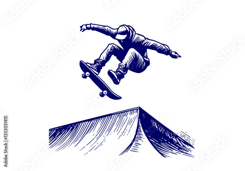 Skater Skateboarding hand drawn sketch vector illustration