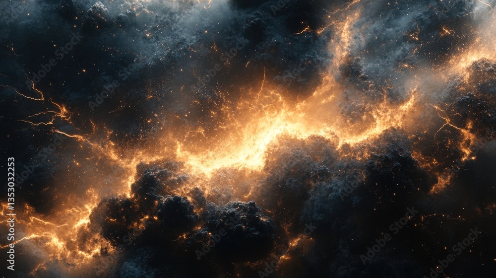 Naklejka premium Thunder lightening abstract background.