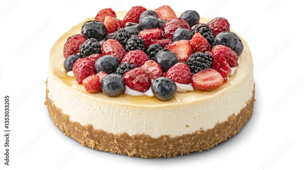 Delicious Fresh Berry Topped Cheesecake with a Crumbly Base and Creamy Texture Delicious Fresh Berry Topped Cheesecake with a Crumbly Base and Creamy Texture