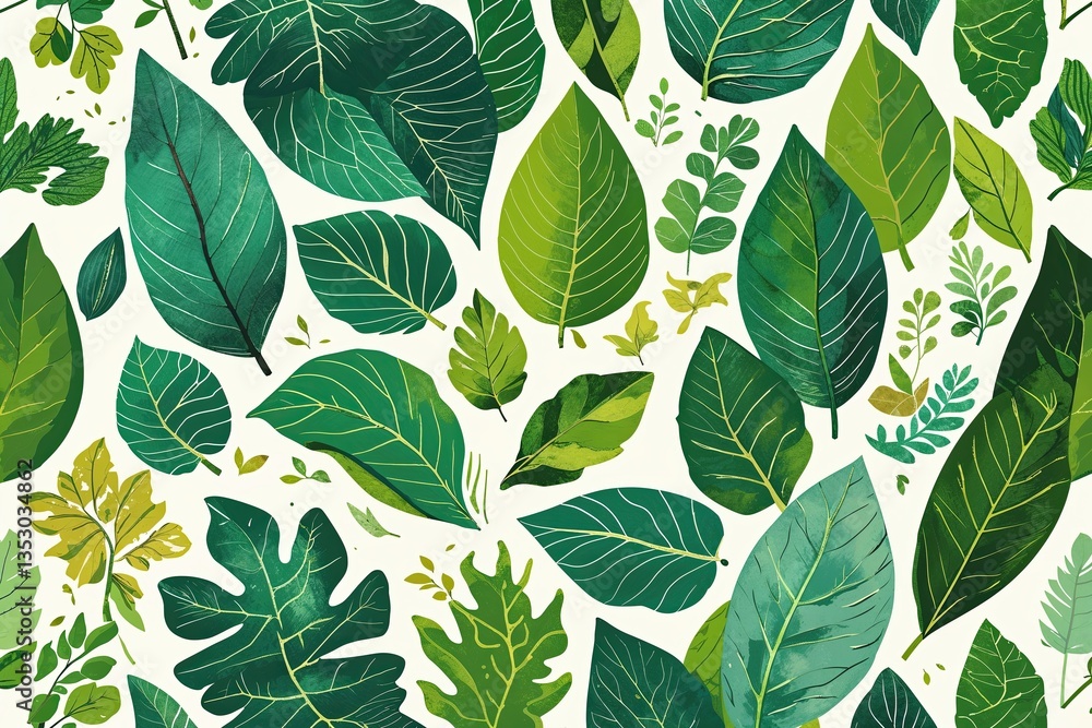 Fototapeta premium Sustainable Poster Design Showcasing Nature with Leaf Patterns and Hand-Drawn Artwork