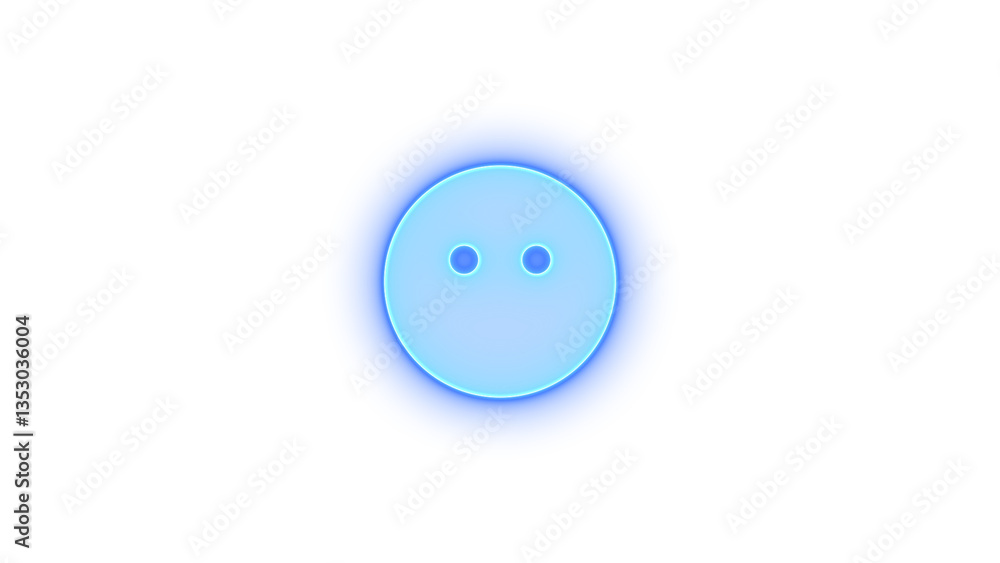 Face meh blank icon blue color glowing neon on transparent background Face meh blank icon blue color glowing neon on transparent background