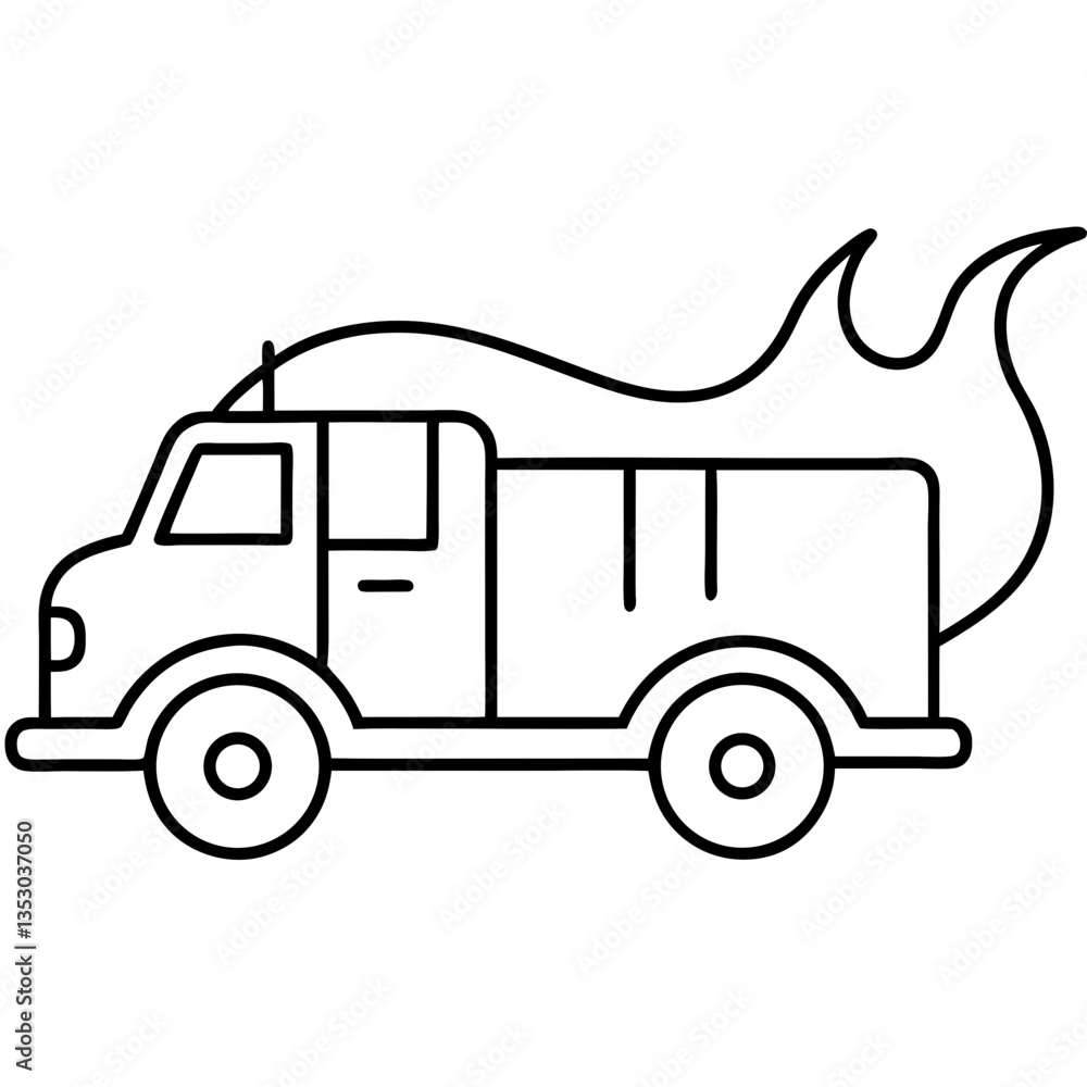 Fire Truck – Continuous Line Art Drawing Fire Truck – Continuous Line Art Drawing