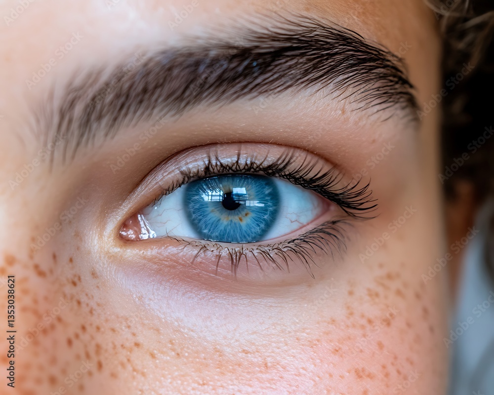 Fototapeta premium A close up of a human eye with vibrant blue color