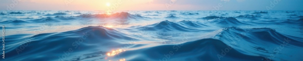 Obraz premium Softly glowing oceanic mist with delicate wave ripples, soft blue hues, gentle texture, watercolor effect
