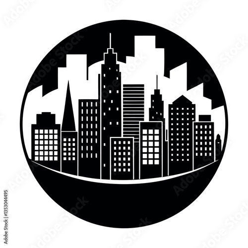 Night city skyline silhouette vector illustration