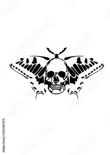 tribal tete de mort papillon