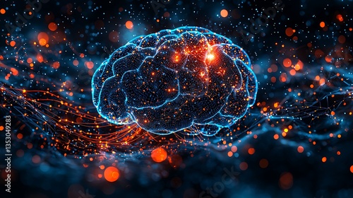 Obraz na płótnie Glowing digital brain with neural network. w salonie
