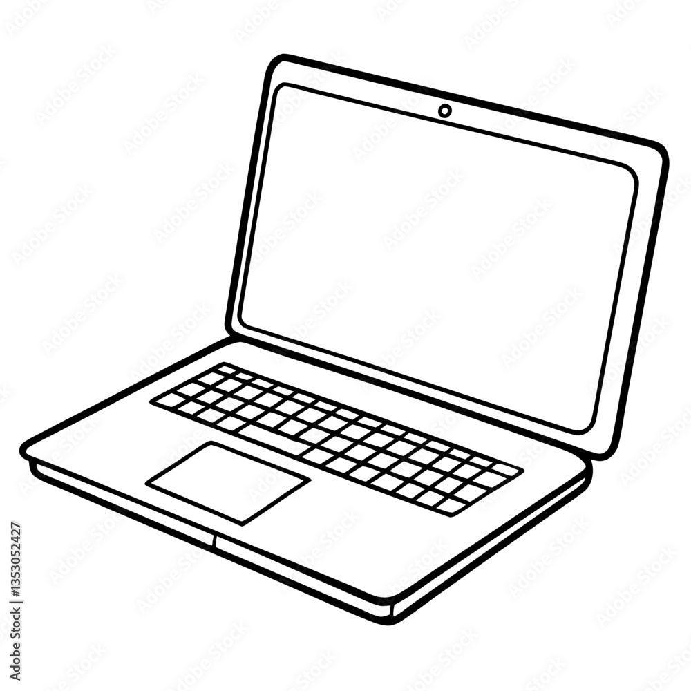 Laptop Open Line Art Drawing Laptop Open Line Art Drawing