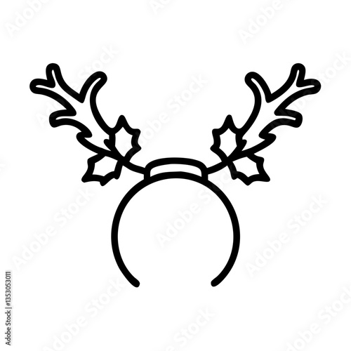 Mask with reindeer antler outline icon, isolated vector illustration