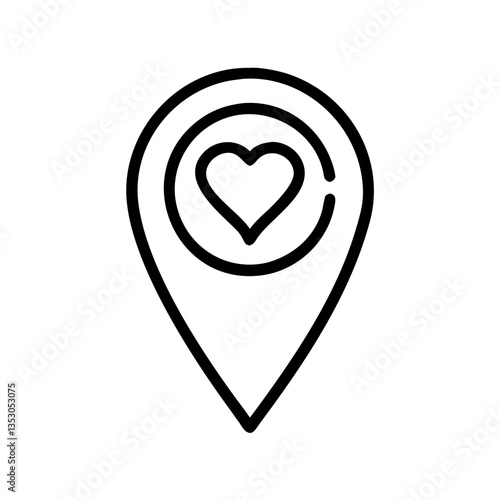 Love location, Location pin with heart shape. Favorite places outline icon, isolated vector illustration