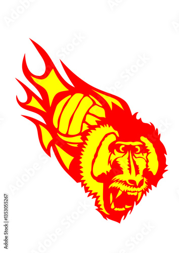 volley singe hurle waterpolo flamme
