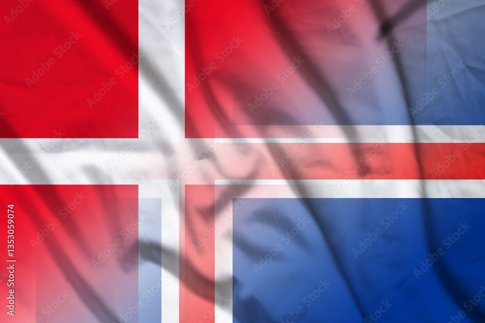 Fototapeta premium Denmark and Iceland political flag international contract ISL DNK