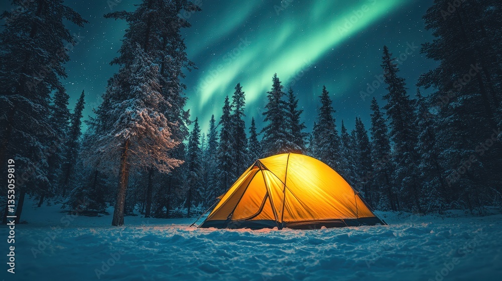 Winter Camping, Aurora Borealis Winter Camping, Aurora Borealis