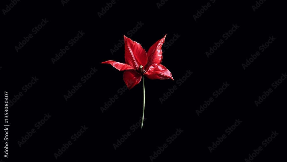 Fototapeta premium Isolated red flower on black background