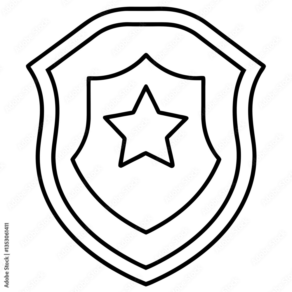 Police Badge Line Art Drawing Police Badge Line Art Drawing