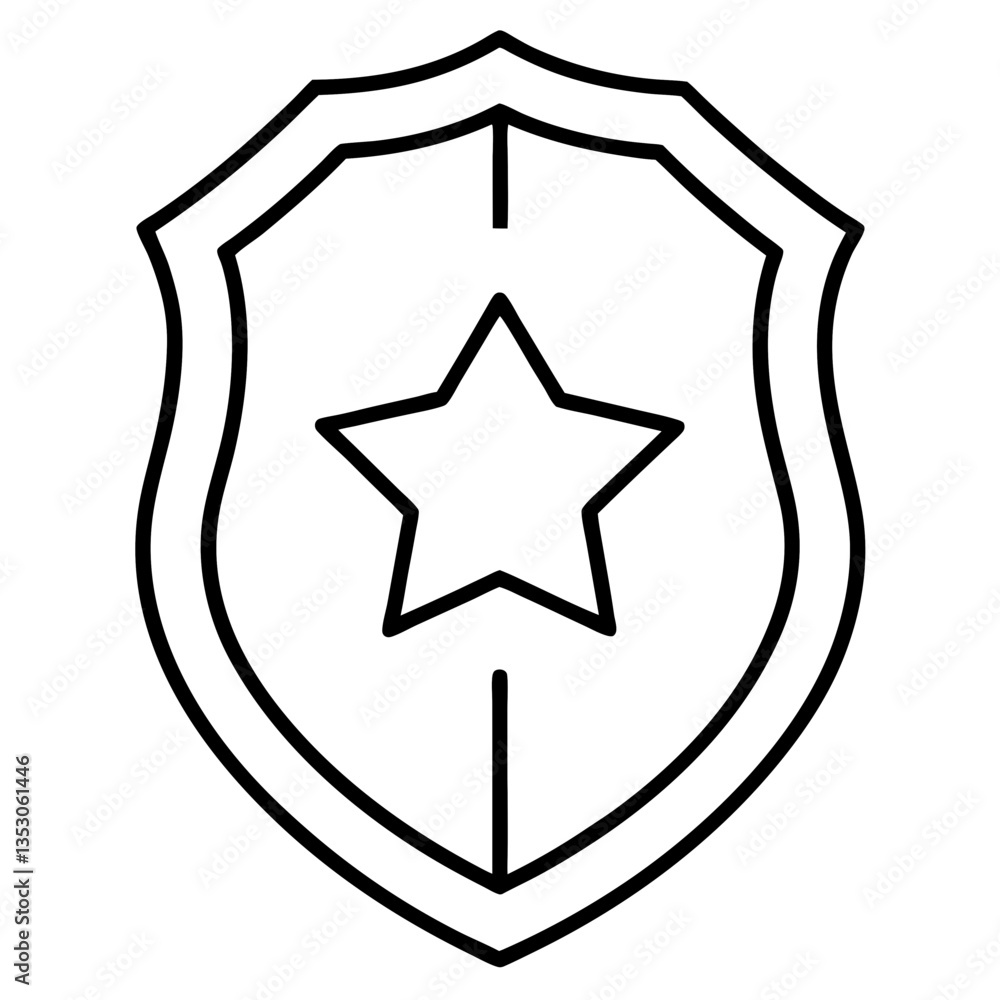 Police Badge Line Art Drawing