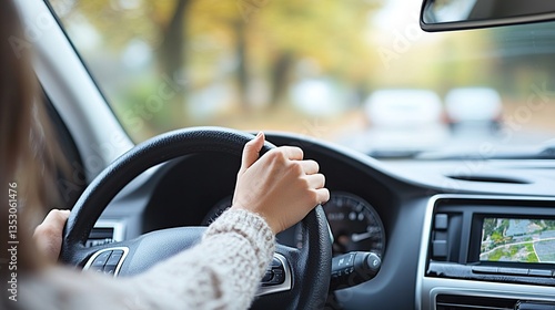 Woman driving a car