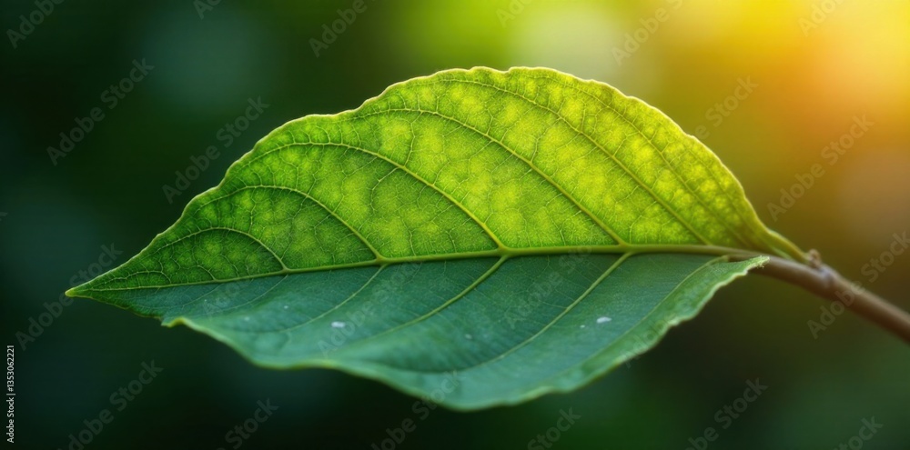Close-up of a single leaf with unique shape and edge patterns, leaf details, organic Close-up of a single leaf with unique shape and edge patterns, leaf details, organic
