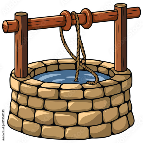Old village well with wooden mechanism��