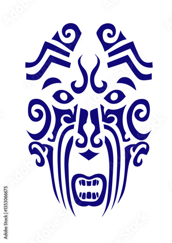 masque maori dessin tribal tattoo ethnique