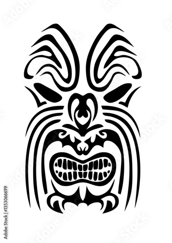 masque maori dessin tribal tattoo ethnique