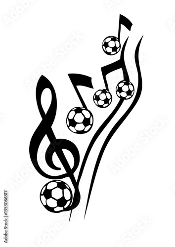 partition musique foot soccer note cle ballon