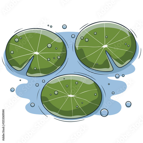 Water lilies floating on a blue pond��