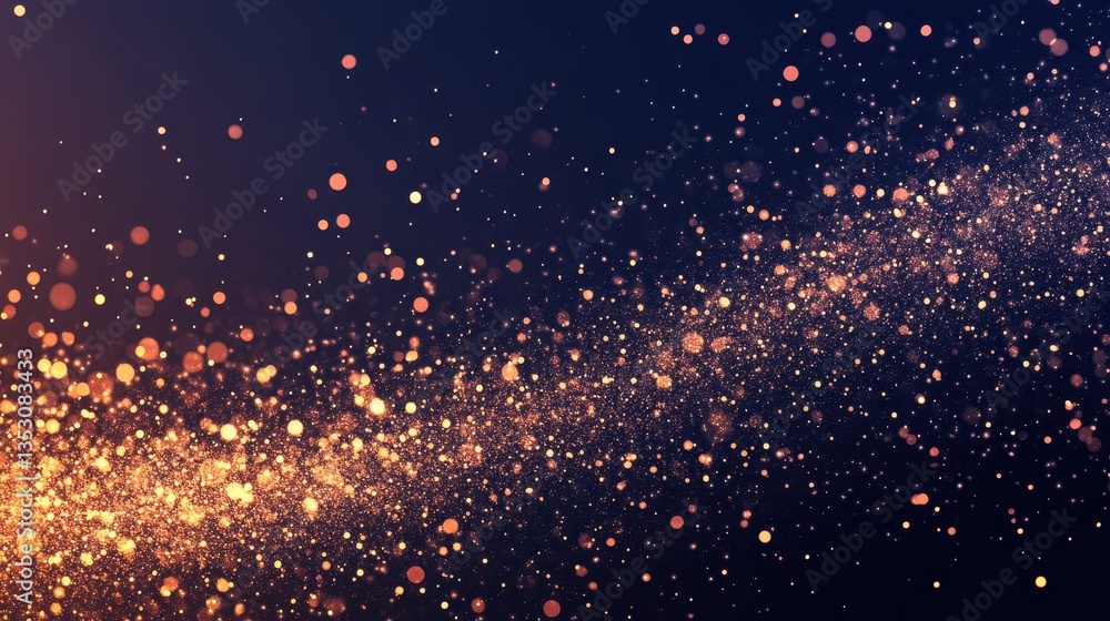 Fototapeta premium Golden Stardust Trail Cosmic Dust Sparkle.