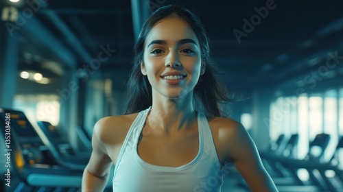 Woman running on treadmill in gym Free Download Woman running on treadmill in gym - GFXLoad