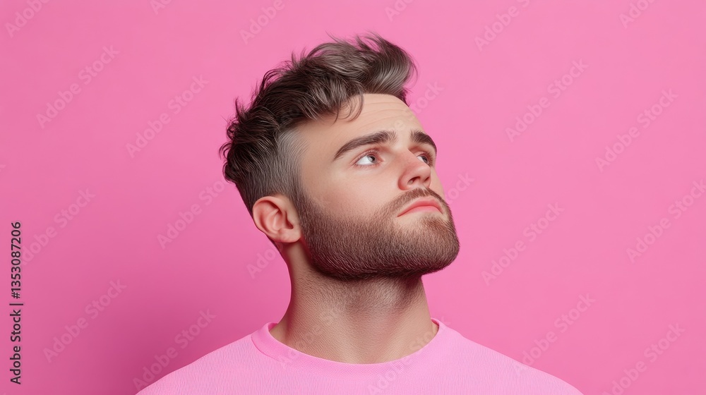 Fototapeta premium Close-up portrait of a man looking upward (1)