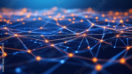 Glowing Network Connections Digital Data Flow in Cyberspace.