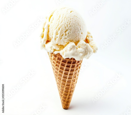 vanilla ice cream in a waffle cone