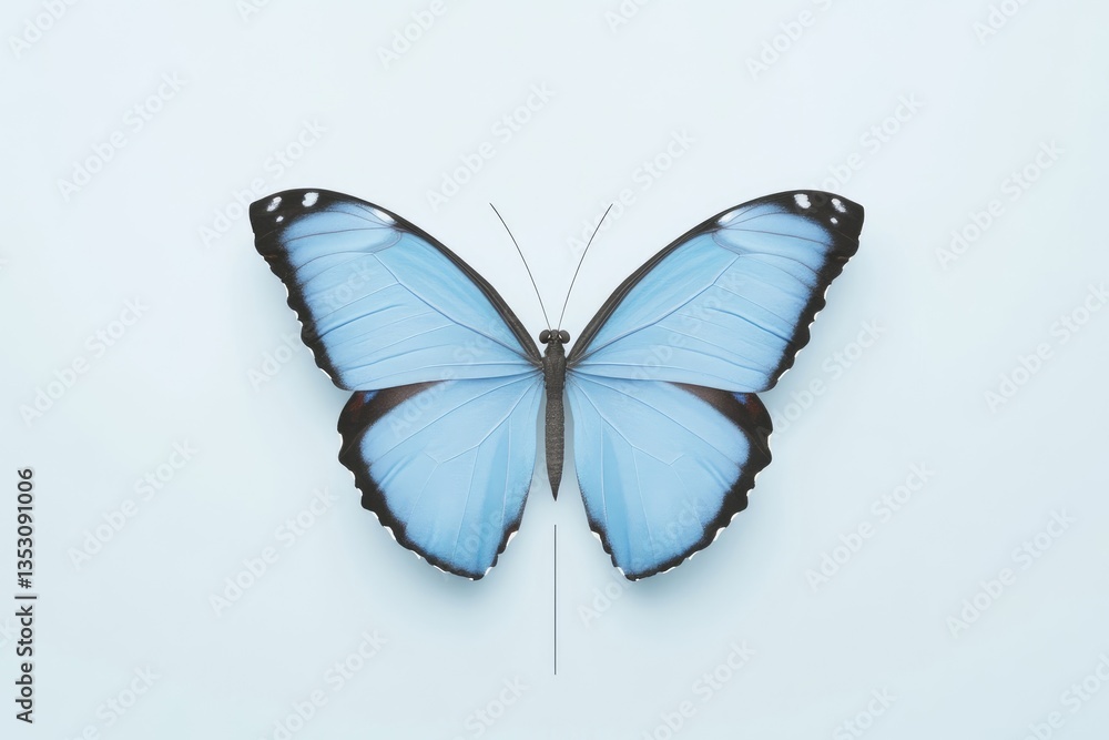 Obraz premium Light blue butterfly, delicate wings, serene pose
