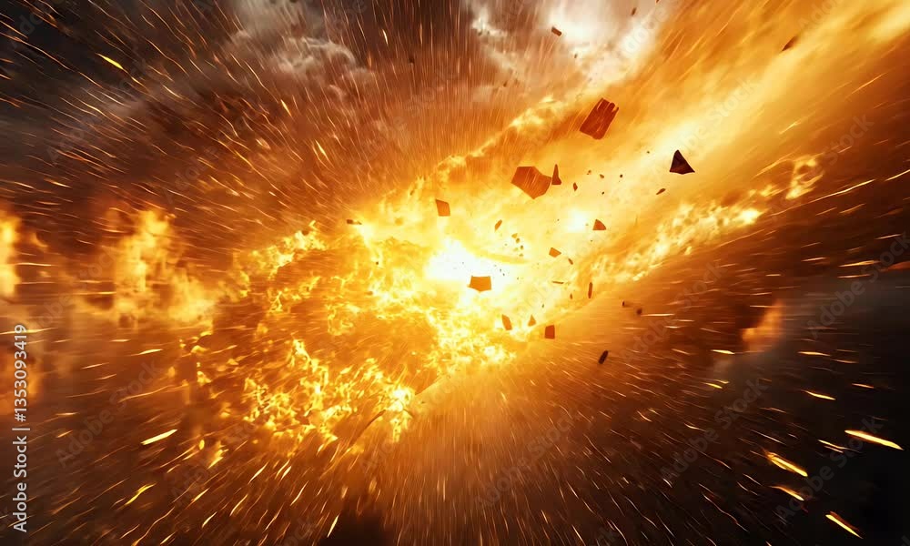 Cosmic explosion, fiery debris