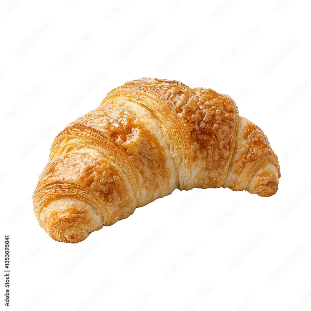 Croissant resting on a clean Transparent background, showcasing its flaky layers and goldenbrown surface, Croissantisolated on PNG background Croissant resting on a clean Transparent background, showcasing its flaky layers and goldenbrown surface, Croissantisolated on PNG background
