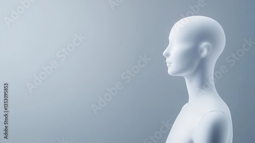 Bullying in Office Harassment Policy Introvert Solitude Individual Comfort Minimalist mannequin profile on soft background.