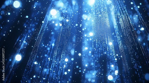 Obraz na płótnie Abstract blue glowing particles background. w salonie