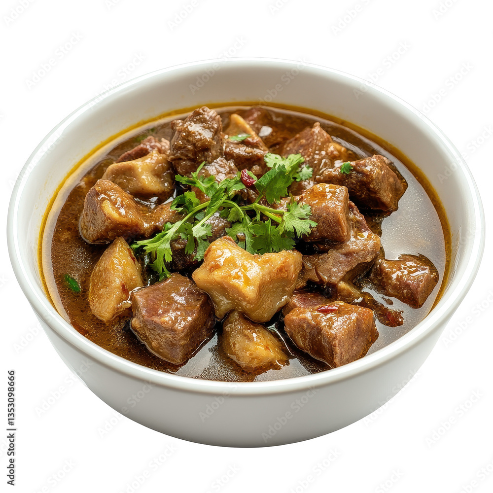 Semur stew featuring tender meat and rich spices from Indonesia served in a white bowl, Semur, Indonesian meat stew isolated on Transparent background Semur stew featuring tender meat and rich spices from Indonesia served in a white bowl, Semur, Indonesian meat stew isolated on Transparent background