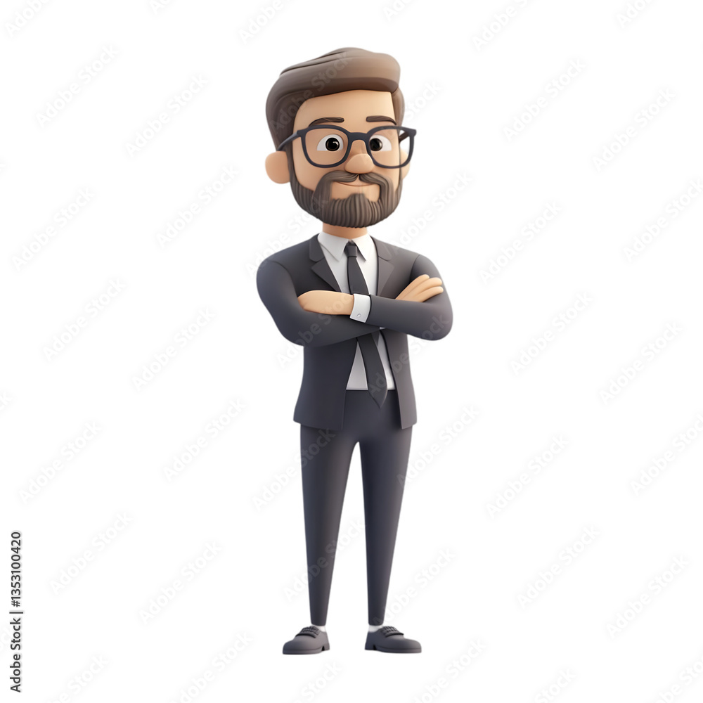 3D Businessman In Formal Suit With Arms Crossed 3D Businessman In Formal Suit With Arms Crossed