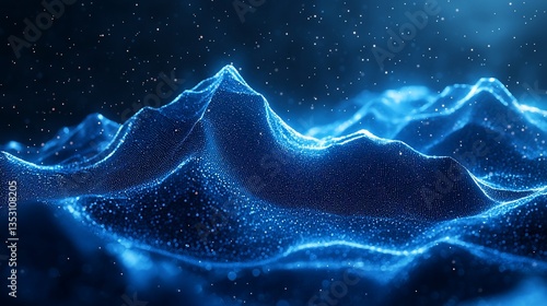 Obraz na płótnie Abstract blue glowing particle landscape. w salonie