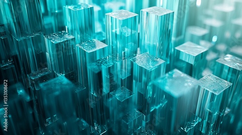 Obraz na płótnie Abstract teal glass cube city landscape. w salonie