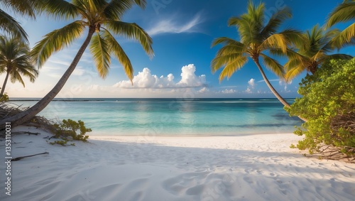 Fototapeta Naklejka Na Ścianę i Meble -  Relaxing tropical beach paradise with crystal clear water
