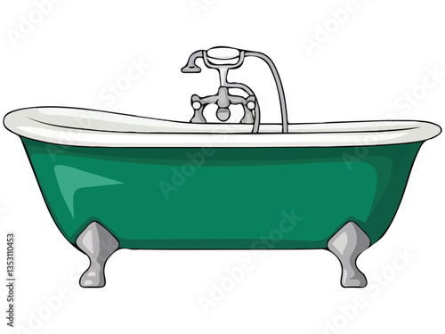 Green bathtub isolated on white��