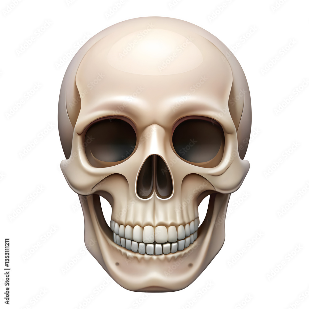 Obraz premium Human Skull PNG – Transparent Cutout Isolated Bone Anatomy