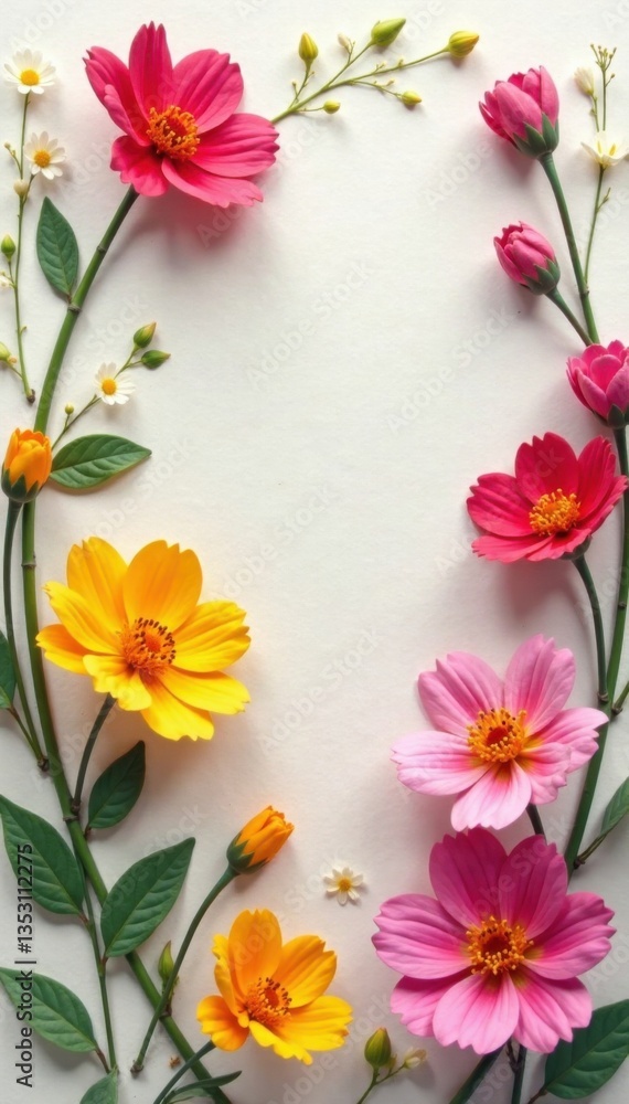 Vibrant flowers in bloom on a delicate paper background, soft focus, floral design Vibrant flowers in bloom on a delicate paper background, soft focus, floral design