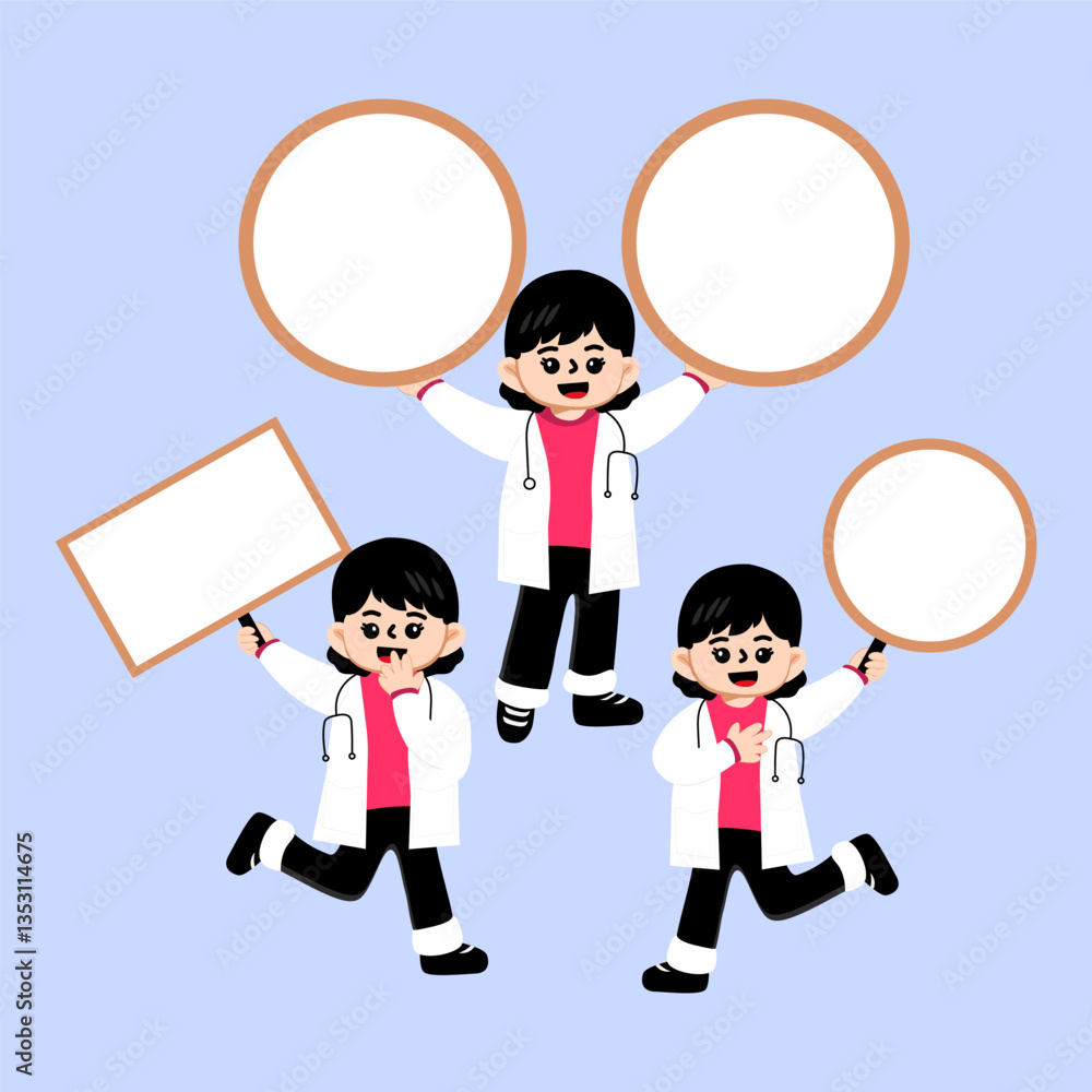 Fototapeta premium Illustration Kids Cute Wear Costume Doctor