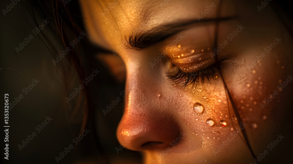 Silent Sorrow: Capturing the Depth of a Single Tear and the Unspoken Grief Behind Closed Eyes Silent Sorrow: Capturing the Depth of a Single Tear and the Unspoken Grief Behind Closed Eyes