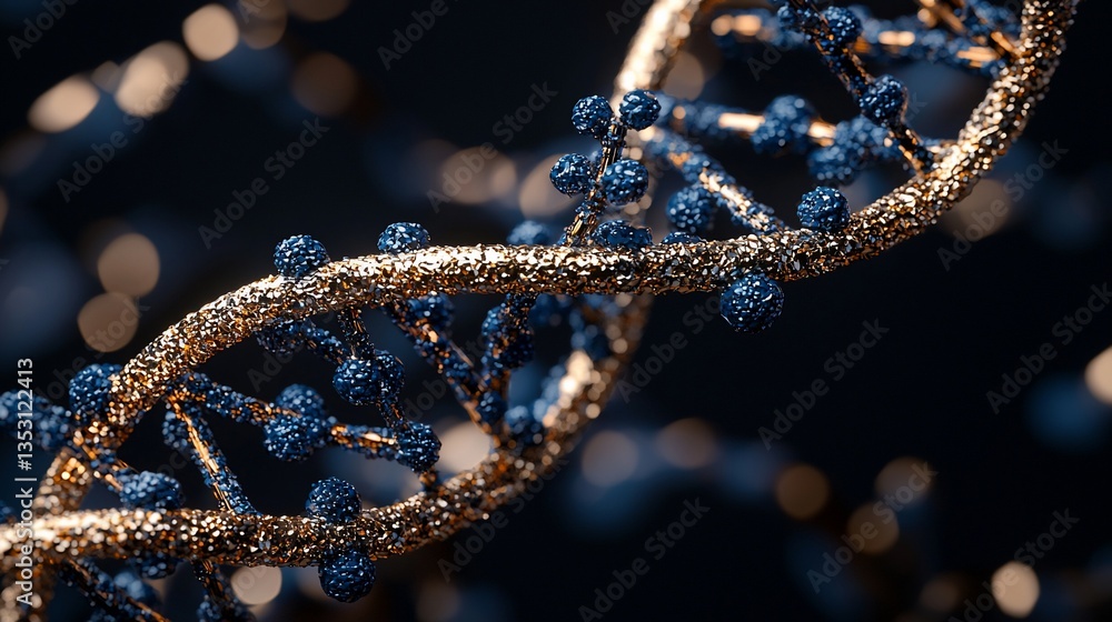 Close-up of a DNA double helix model.